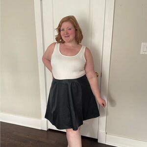 Ulla Popken Black Faux Leather Skirt